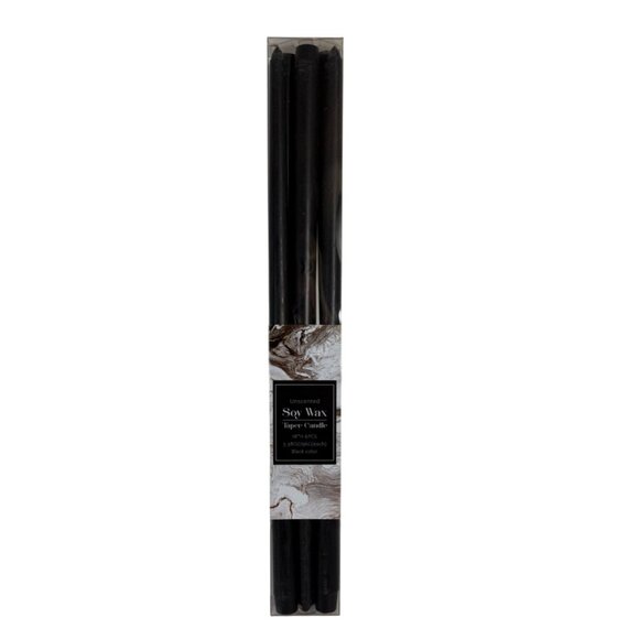 Soy Wax Black Taper Candles 18" Extra Long Pack Of 6 Home Decor Gothic Event - Picture 5 of 5